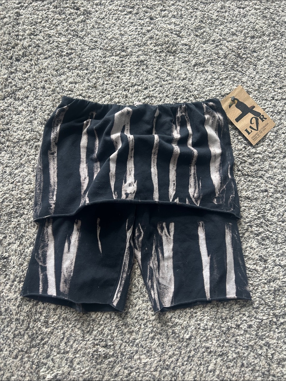 Black and White Stripe Layered Women’s Athletic Shorts Organic cotton
